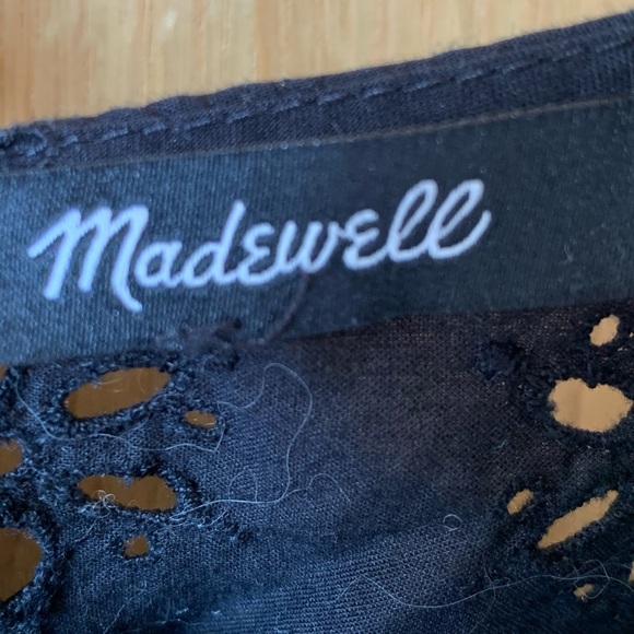 MADEWELL Eyelet Keyhole Peplum Top in Black - Picture 4 of 14